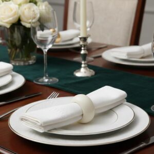 סט 4 חבקים למפיות צבע שנהב