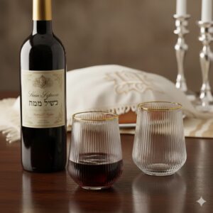 זוג כוסות זכוכית פס זהב